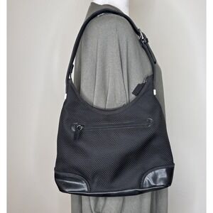 The Sak Hobo Convertible Shoulder Purse Black Woven Buckle Work Bag Corp Satchel